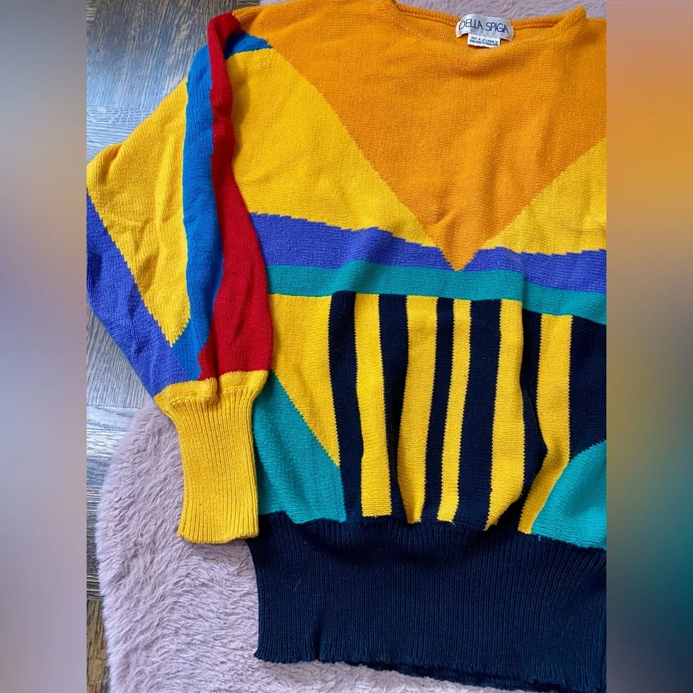 80’s Della Spiga retro knit sweater - Picture 3 of 5